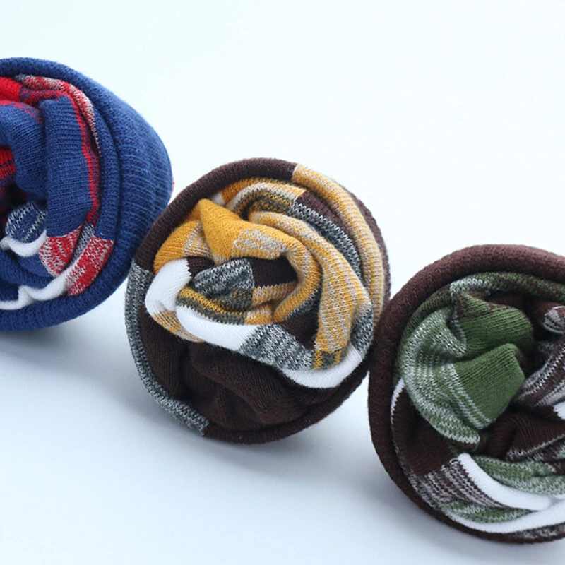 (image for) 5 Pairs Men's Dress Socks Cotton Colorful Striped Geometric Pattern Funny Casual Pack Novelty Business Socks Comfortable