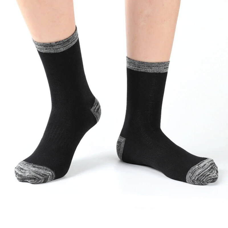 (image for) 6 Pair Autumn Winter Men Socks Cotton Leisure Business Long Socks Walking Running Hiking Warm Socks For Male Plus Size 42-48