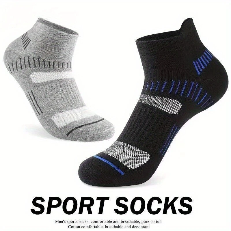 (image for) 6 Pairs Men's Cotton Sports Ankle Socks Anti Odor Sweat Absorbent Breathable Outdoor Cycling Travel Athletic Short Socks Comfortable