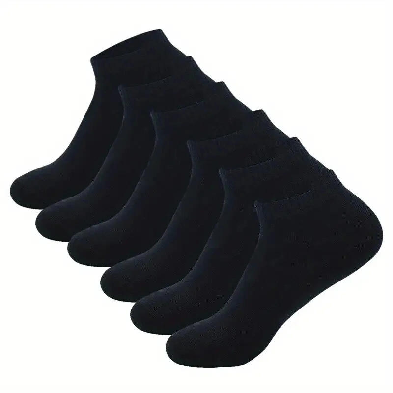 (image for) 6pairs Plus Size Men Cotton Socks Non Slip Sweat-absorbing Comfortable Low Cut Athletic Ankle Socks For Outdoor Cycling Running Daily Casual Short Socks Men