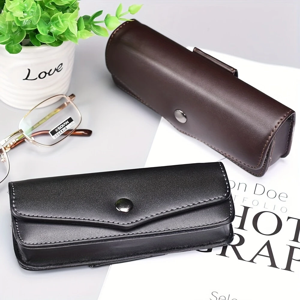 (image for) Hasp Reading Glasses Case Hung On the Belt Leather Waistpack Sunglasses Storage Box for Everyday Use