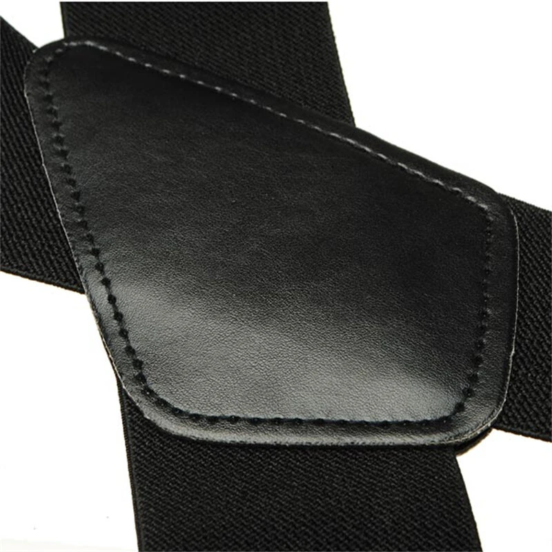 (image for) Men's Suspenders With 5cm Widened And Comfortable Elastic Straps, Adjustable 4 Clips For Trousers, Classic Black Suspenders Elastic X-Back