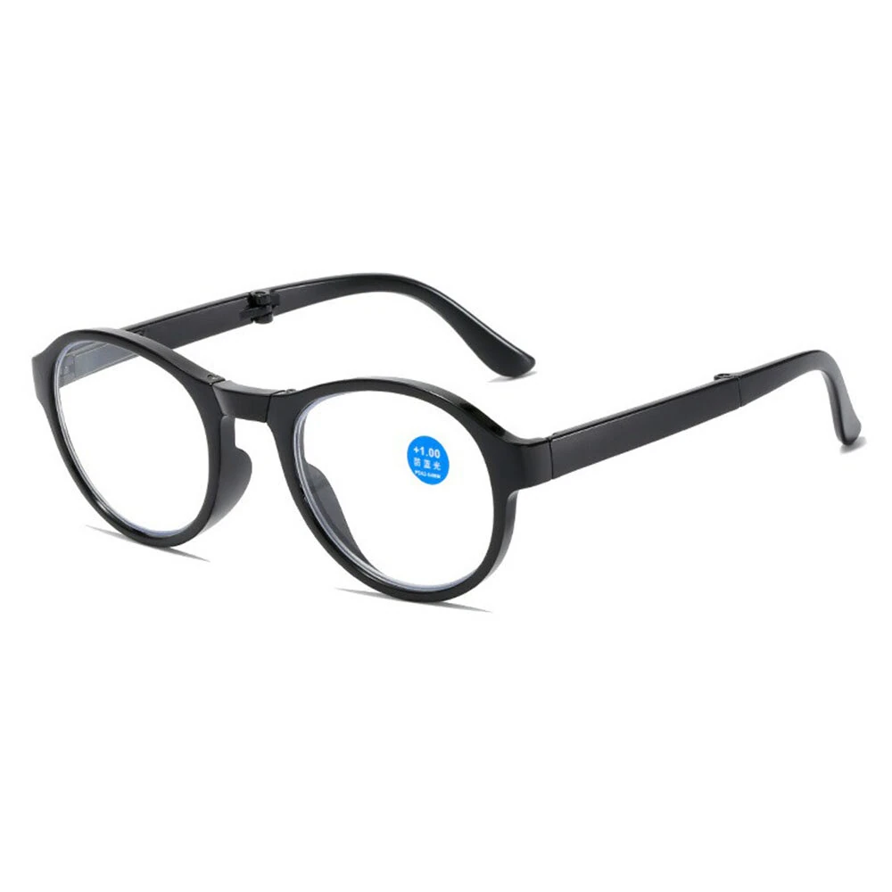 (image for) Portable Folding Reading Glasses Fashion Far-sighted Eyewear with Plastic Case Anti Blue Ultralight Diopter Eyeglasses 1.5 To +3.5