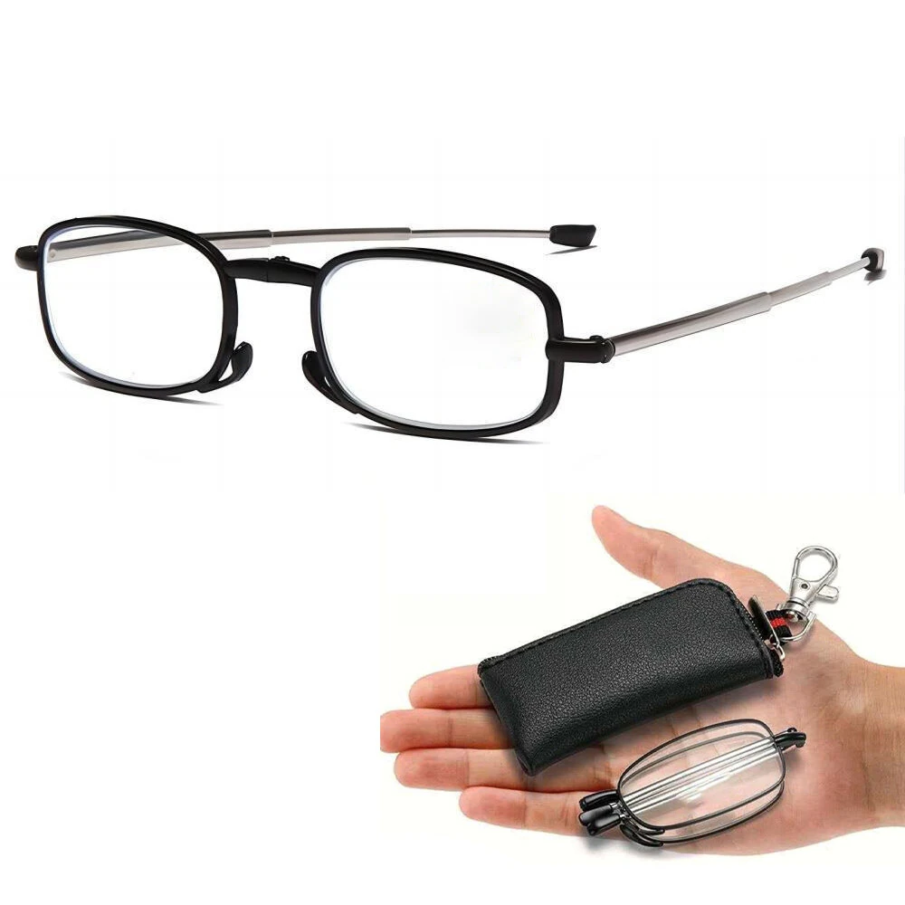 (image for) Portable Folding Reading Glasses with Buckle Storage Bag HD Anti-Blue Light Anti-Radiation Glasses Presbyopic Glasses for Women Men