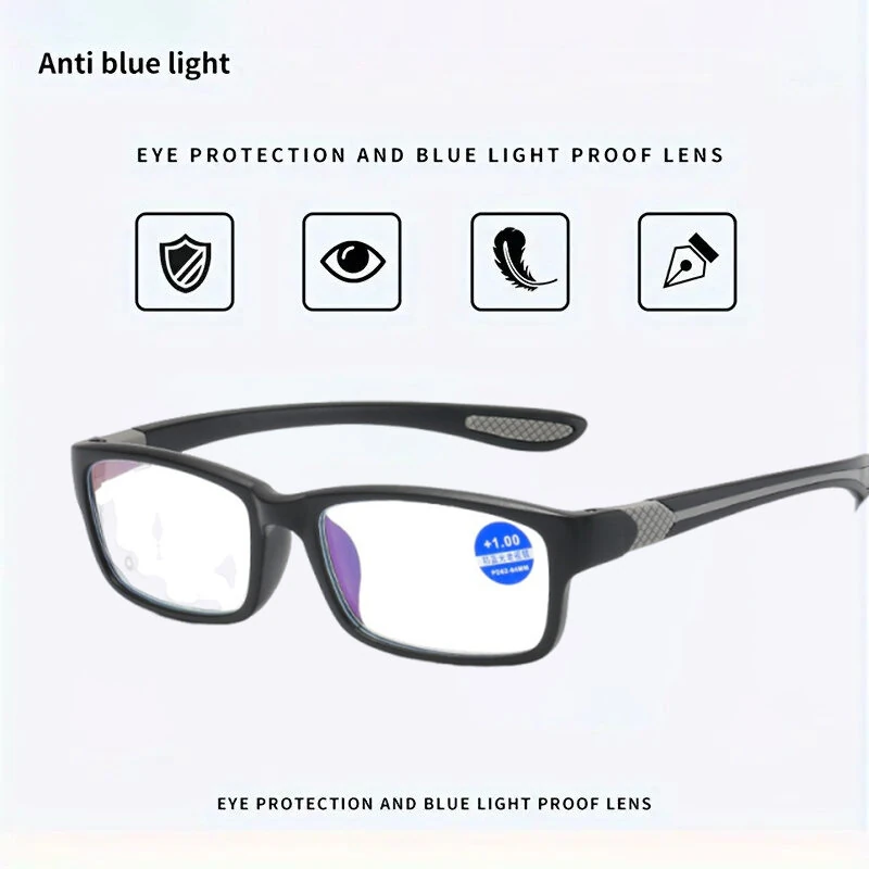 (image for) Ultralight Sports Reading Glasses Anti-blue Light Eyewear Glasses TR90 Frame Presbyopia Eyeglasses for Men Women